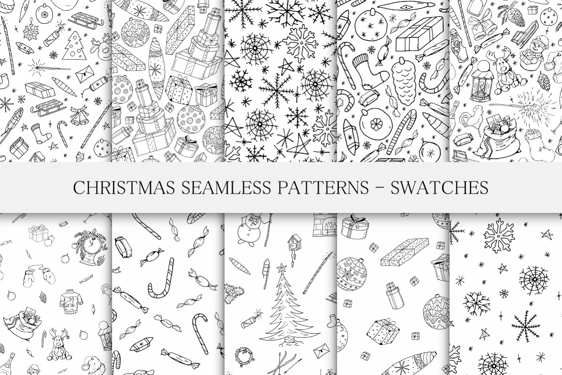 Christmas seamless patterns. example image 1