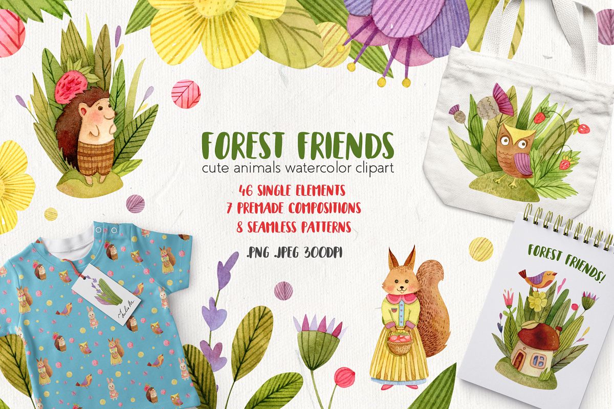 Watercolor Animals - Forest Friends example image 1