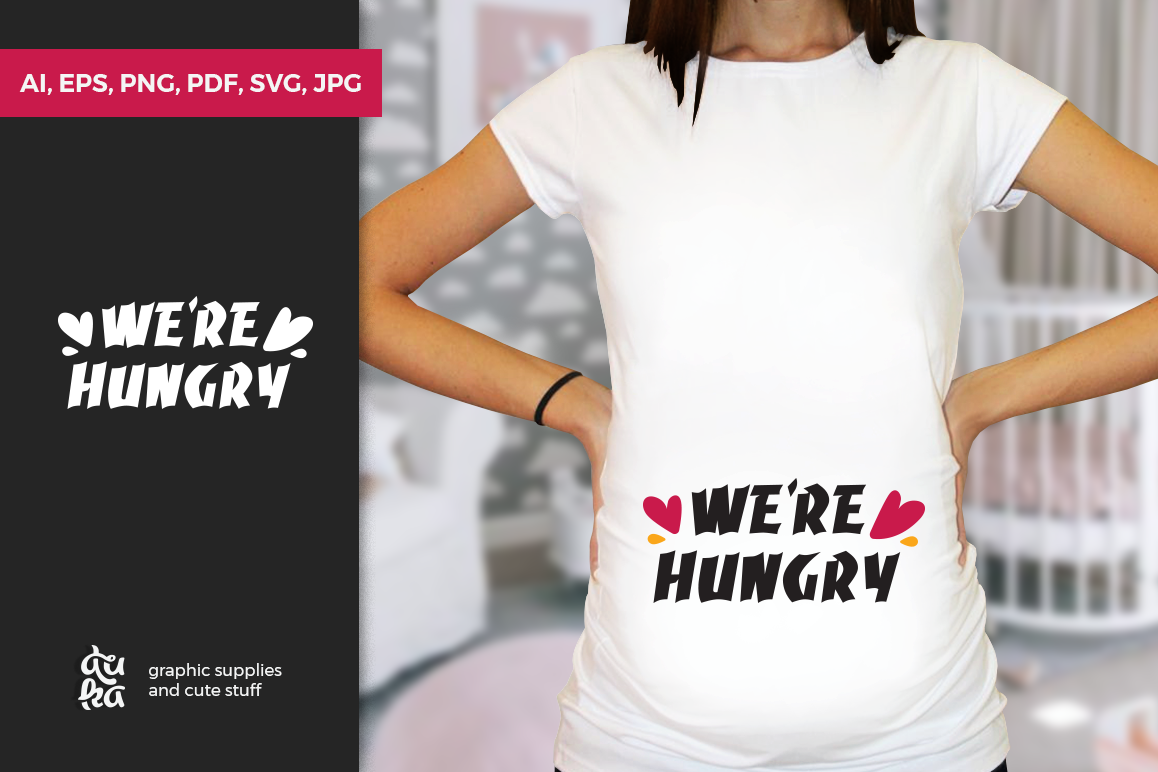 Pregnancy Announcement SVG Cut Files - We're hungry example image 1
