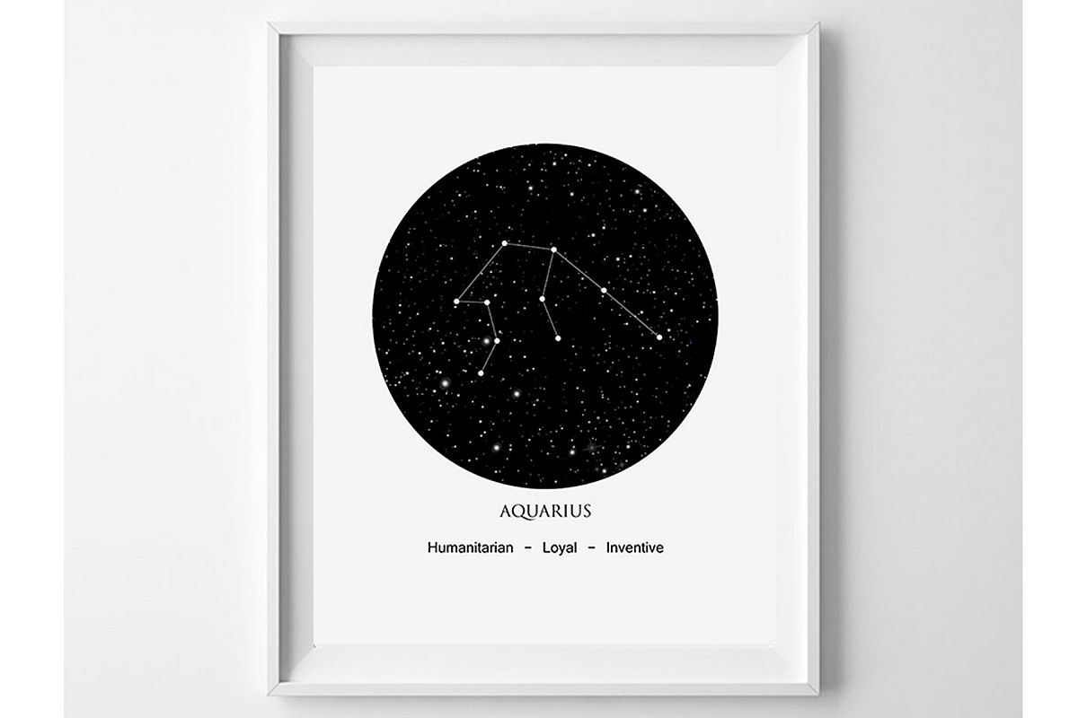 Aquarius Printable, Zodiac Aquarius, Star Sign Print example image 1