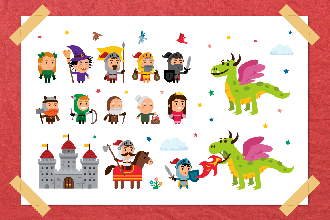 Fantasy Fairy Tale Clipart kit II example image 1