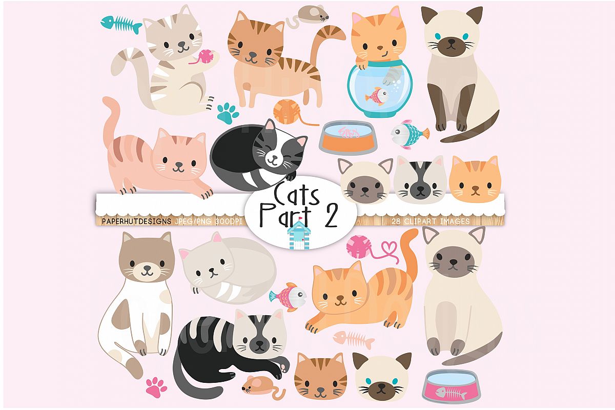 Cute Cats Clipart Part 2 example image 1