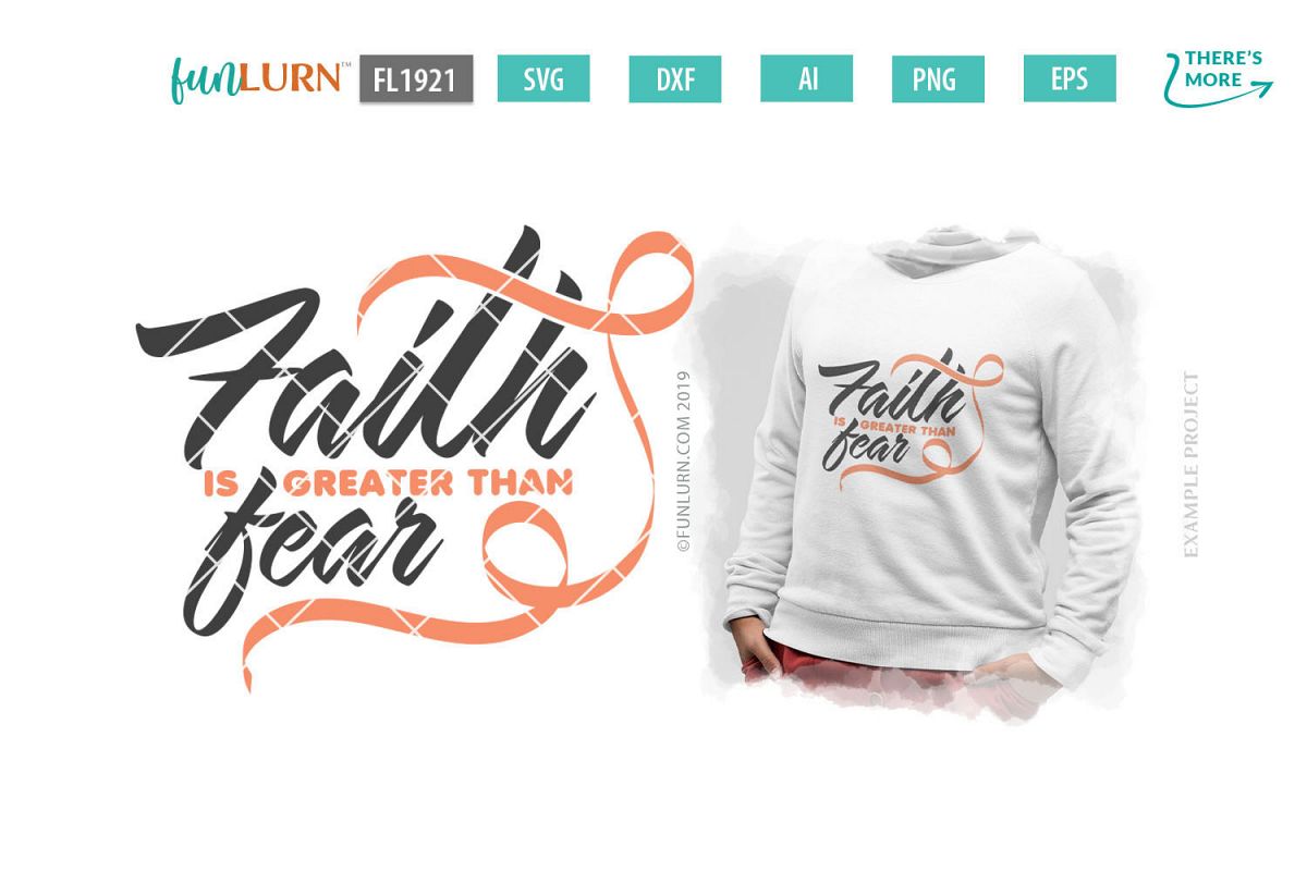 Faith is Greater Than Fear Peach Ribbon SVG Cut File example image 1
