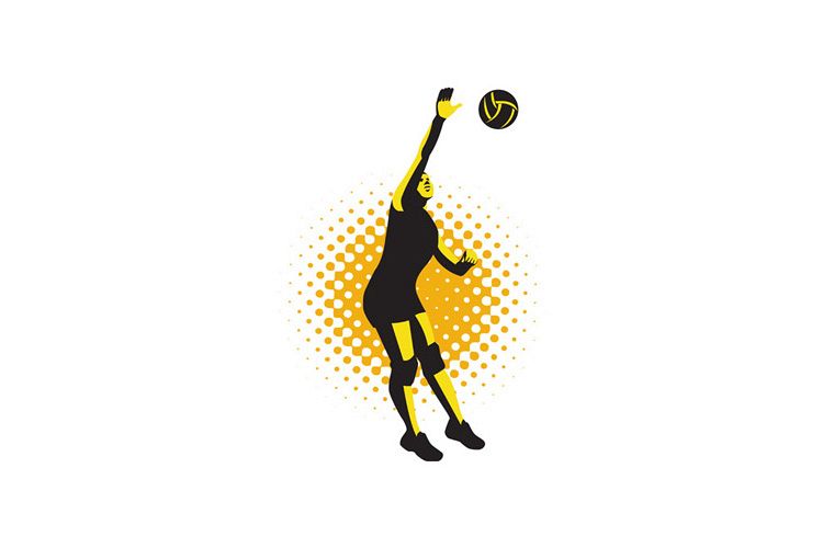 Volleyball Player Spiking Ball Retro example image 1