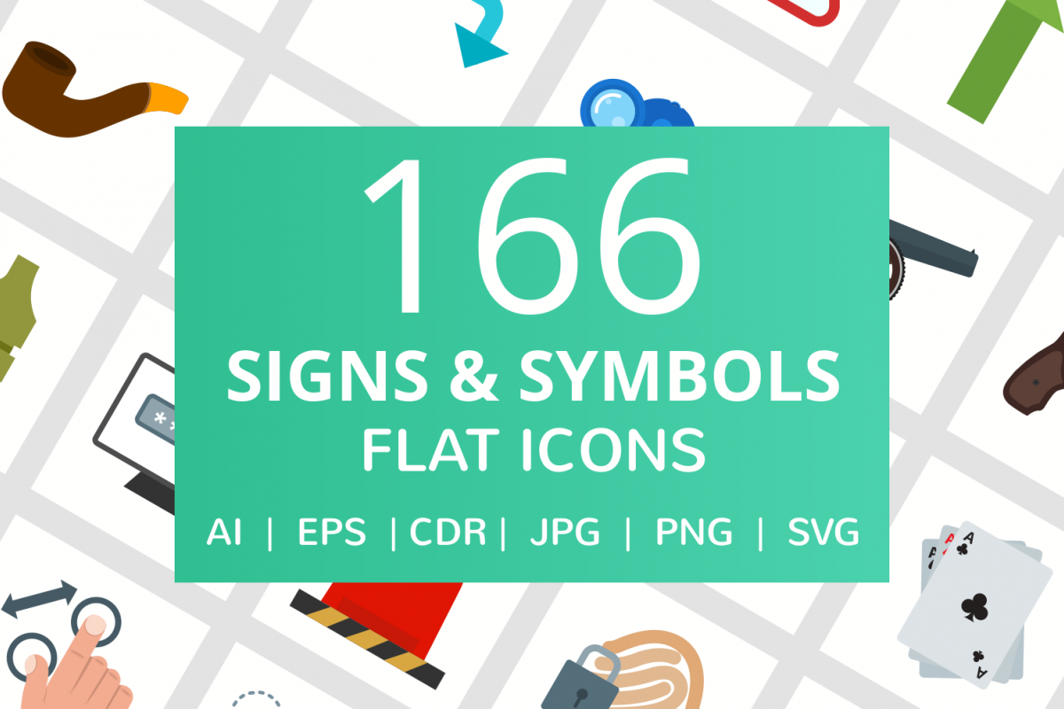 166 Signs & Symbols Flat Icons example image 1