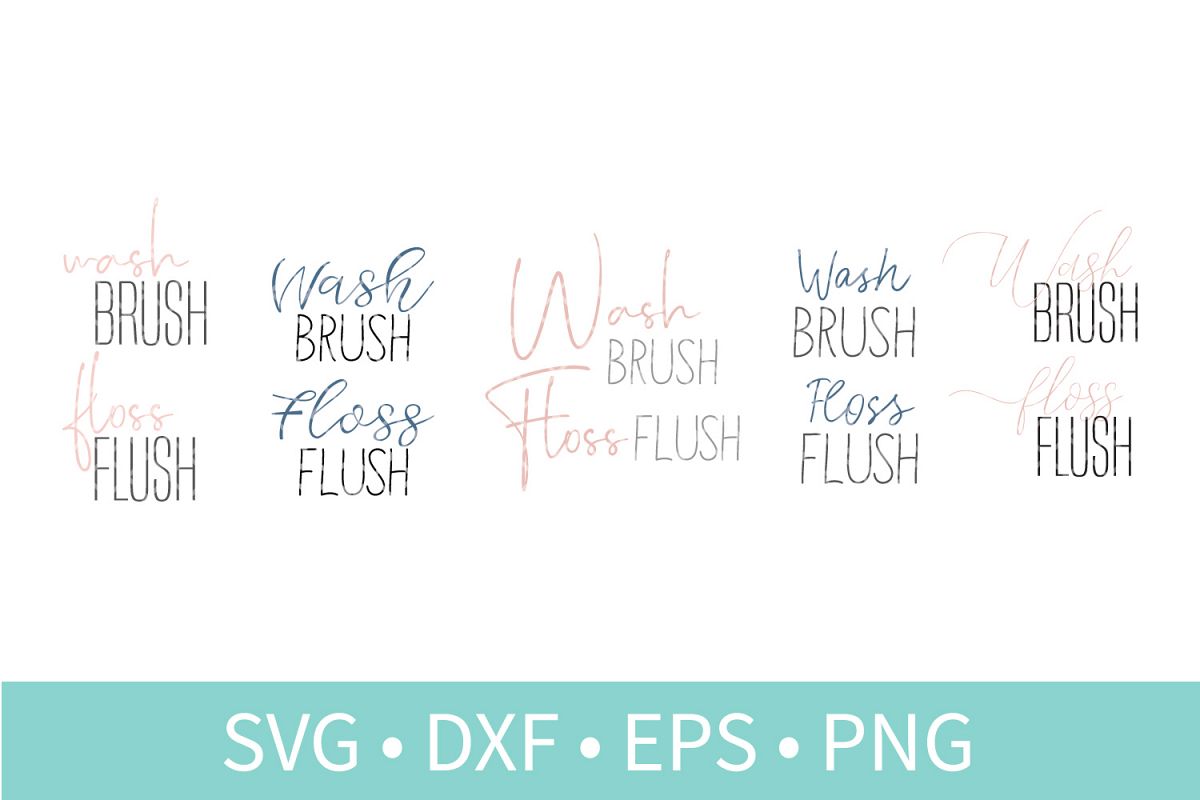 Wash Brush Floss Flush SVG DXF EPS PNG Clipart Cut File example image 1