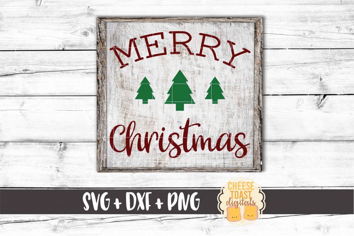 Merry Christmas - Christmas Tree Sign SVG PNG DXF Cut Files example image 1
