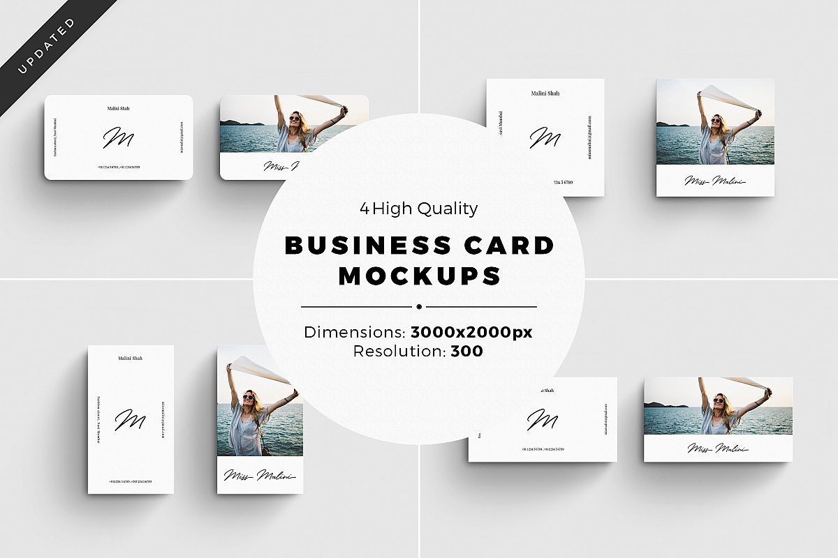 4 Business Card MockUps example image 1