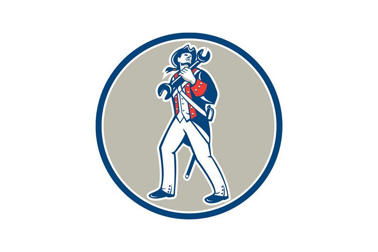 American Patriot Holding Wrench Marching Retro example image 1