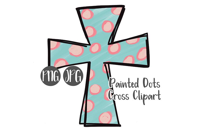 Hand Drawn Easter Cross Clipart - Painted Dots example image 1