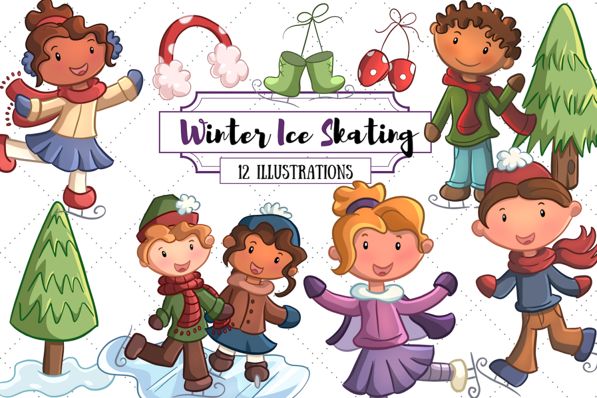 Winter Ice Skating Illustrations example image 1