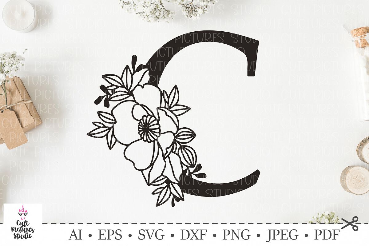 Botanical alphabet svg. Floral letter svg. Bundle SVG, DXF example image 1