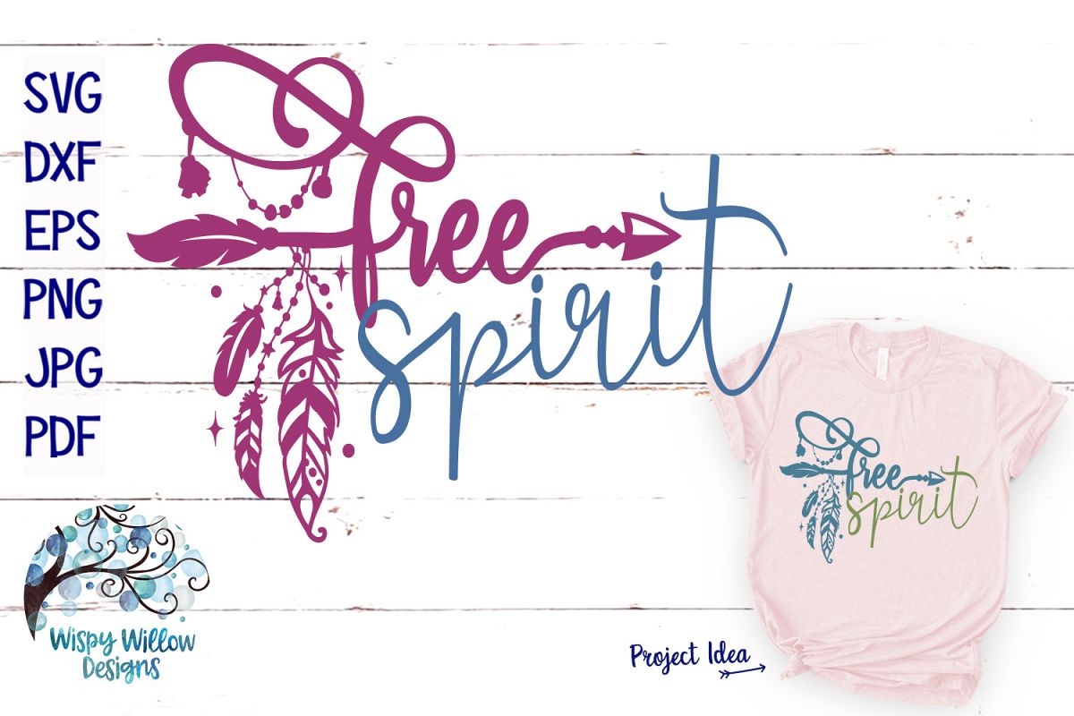 Free Spirit SVG | Boho Feather| Hippie SVG Cut File example image 1