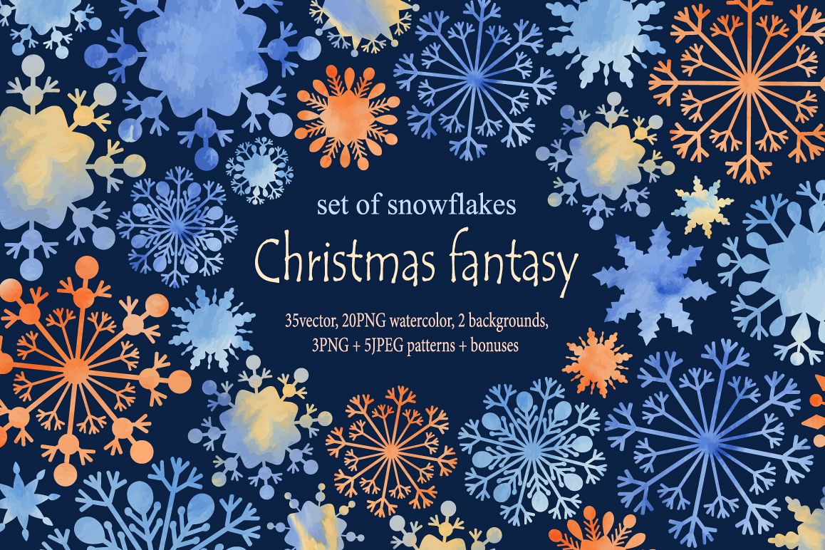 Christmas fantasy. Set snowflakes. example image 1