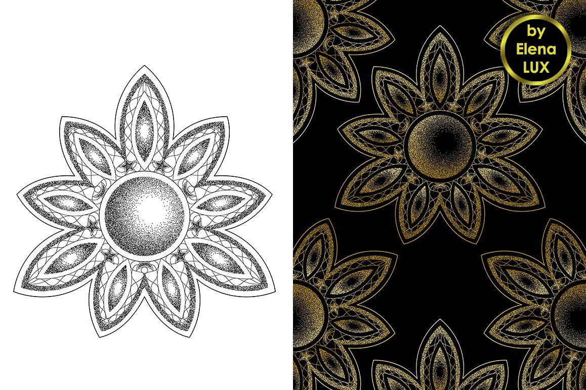 Mandala Dotwork Tattoo and Seamless Patterns example image 1