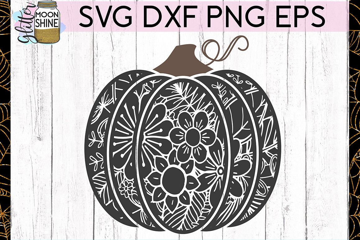 Floral Pumpkin SVG DXF PNG EPS Cutting Files example image 1