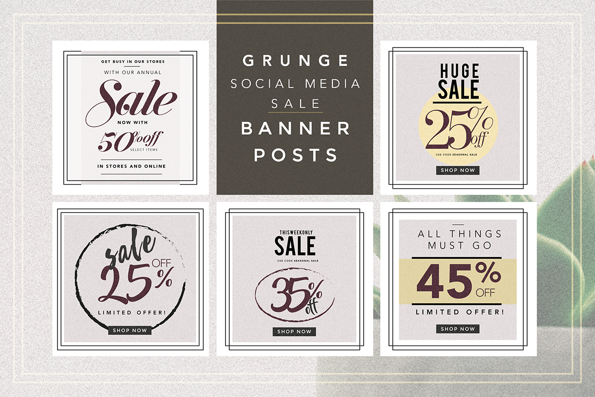 GRUNGE Social media sale banner pack example image 1