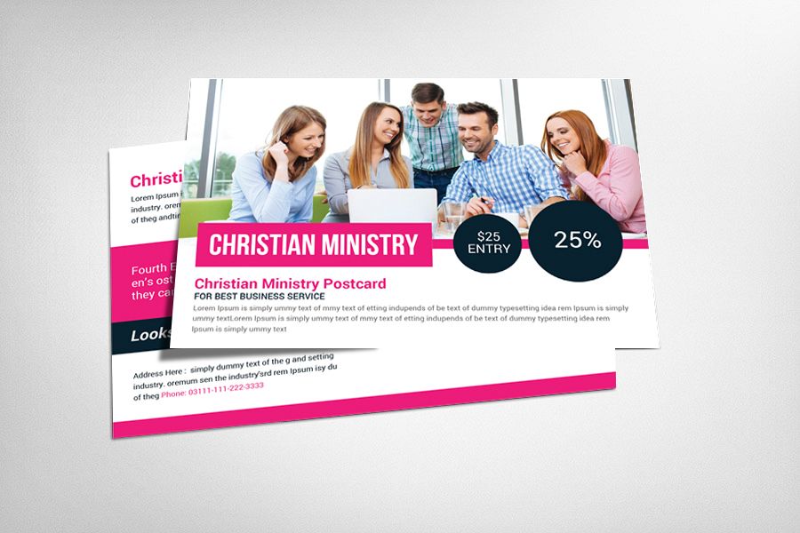 Christian Ministry Postcard Template example image 1
