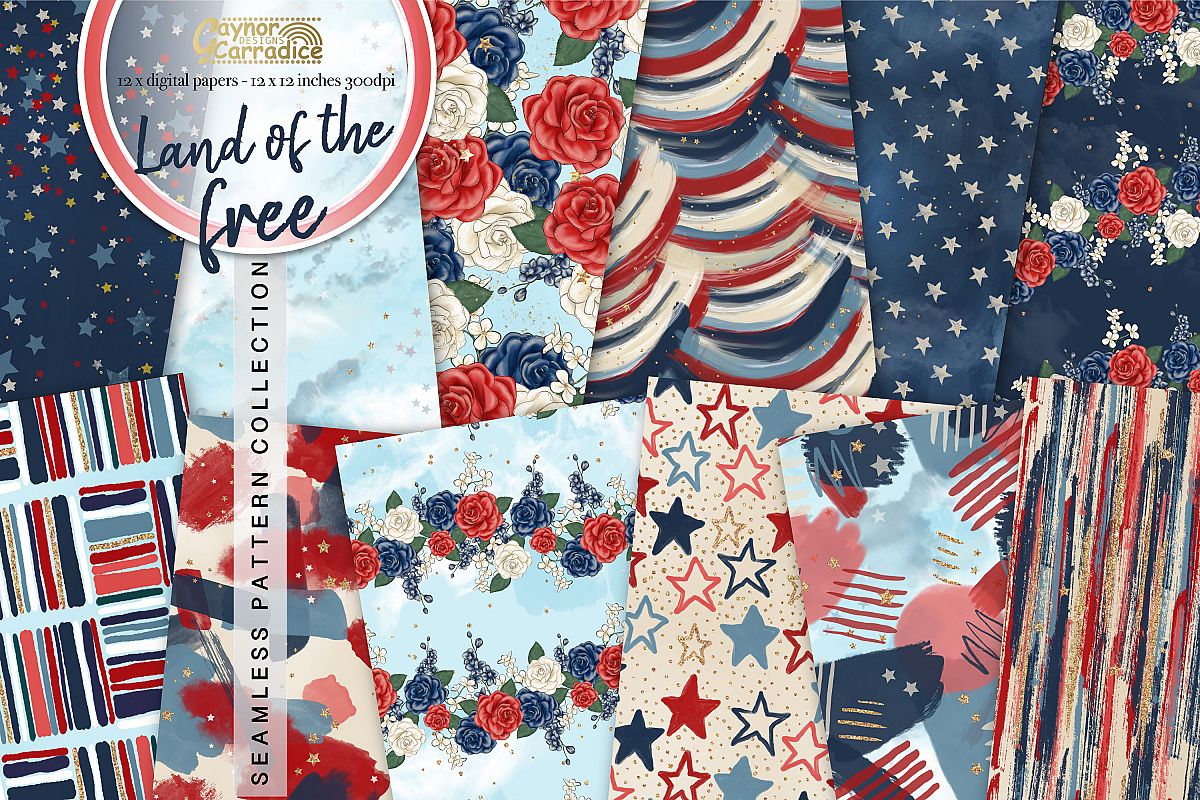 4th of July seamless pattern collection example image 1