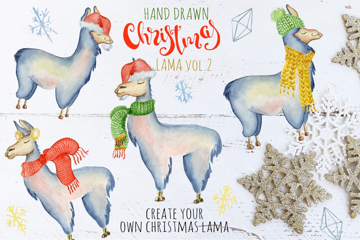 Christmas lama watercolor creator 2 example image 1