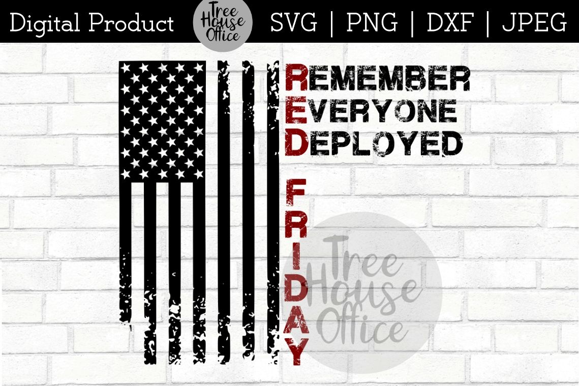 RED Friday Remember Everyone Deployed Veterans SVG PNG JPEG example image 1