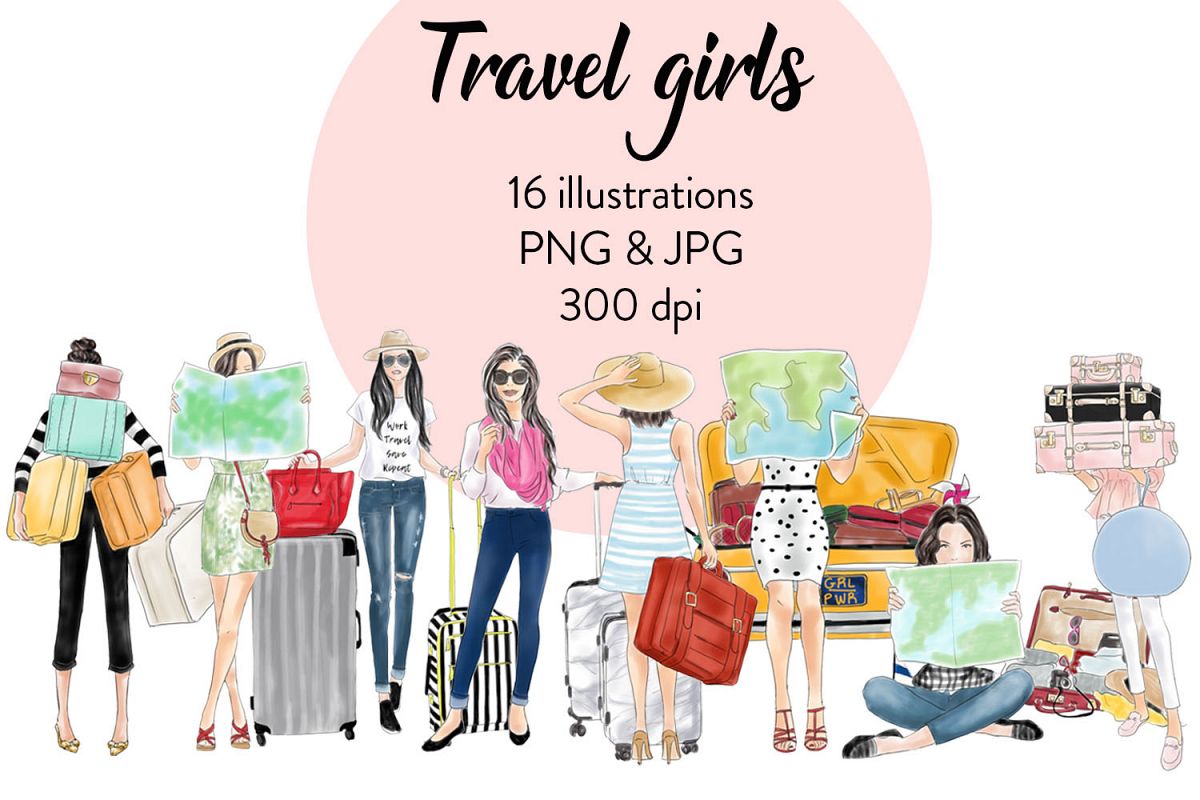 Travel girls fashion clipart example image 1