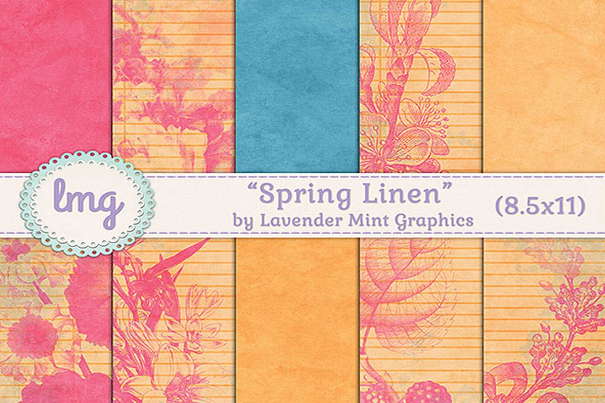 Spring Linen Journal Size Digital Scrapbooking Papers example image 1