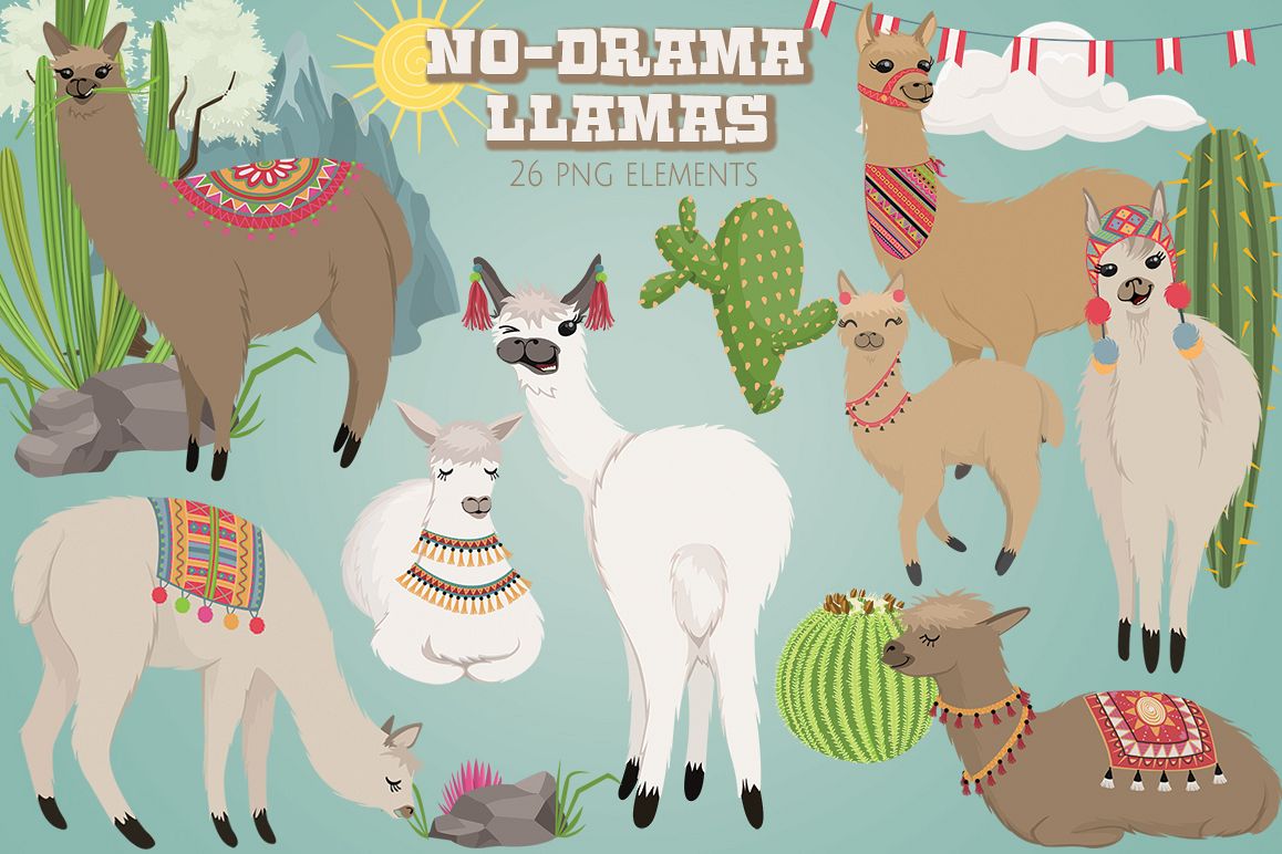 No Drama Llamas Graphics Set example image 1