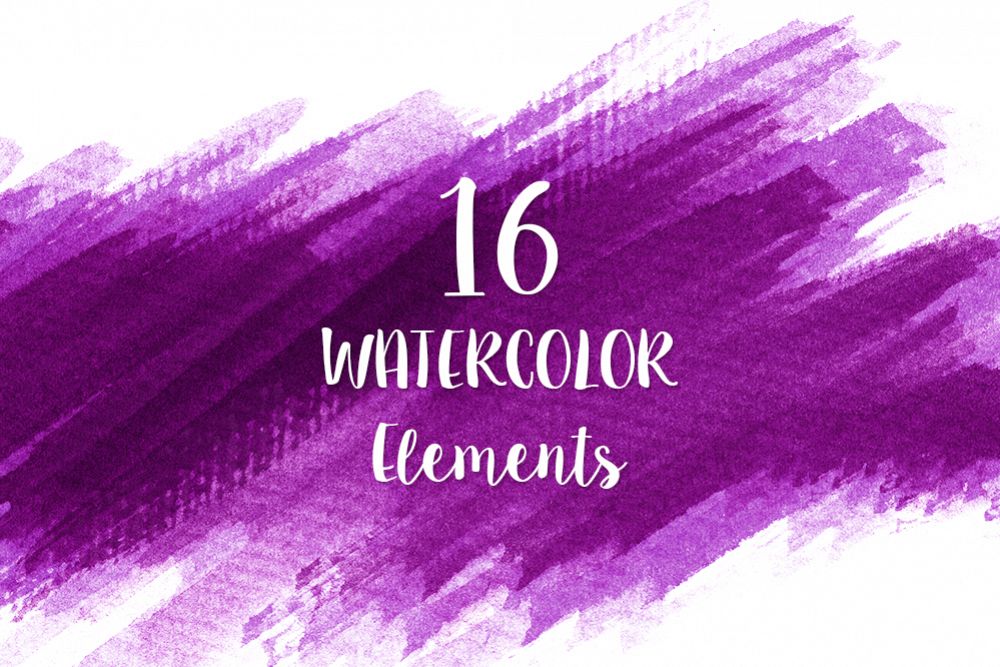 16 Purple Watercolor Design Elements example image 1