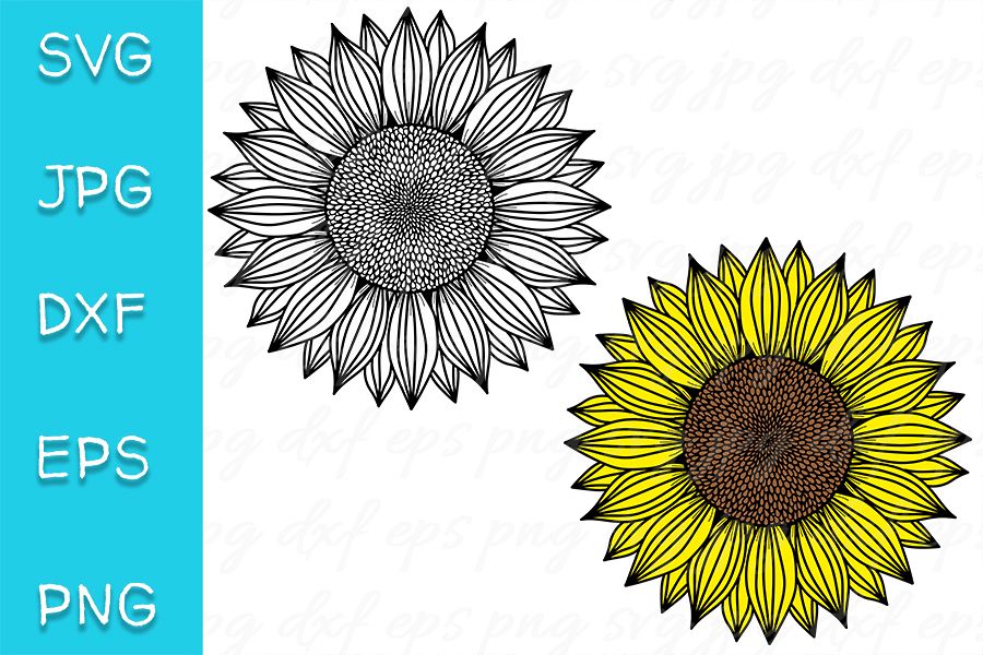 Download Sunflower SVG. Mandala, zentangle. PNG, EPS, JPEG, DXF file. (534234) | SVGs | Design Bundles
