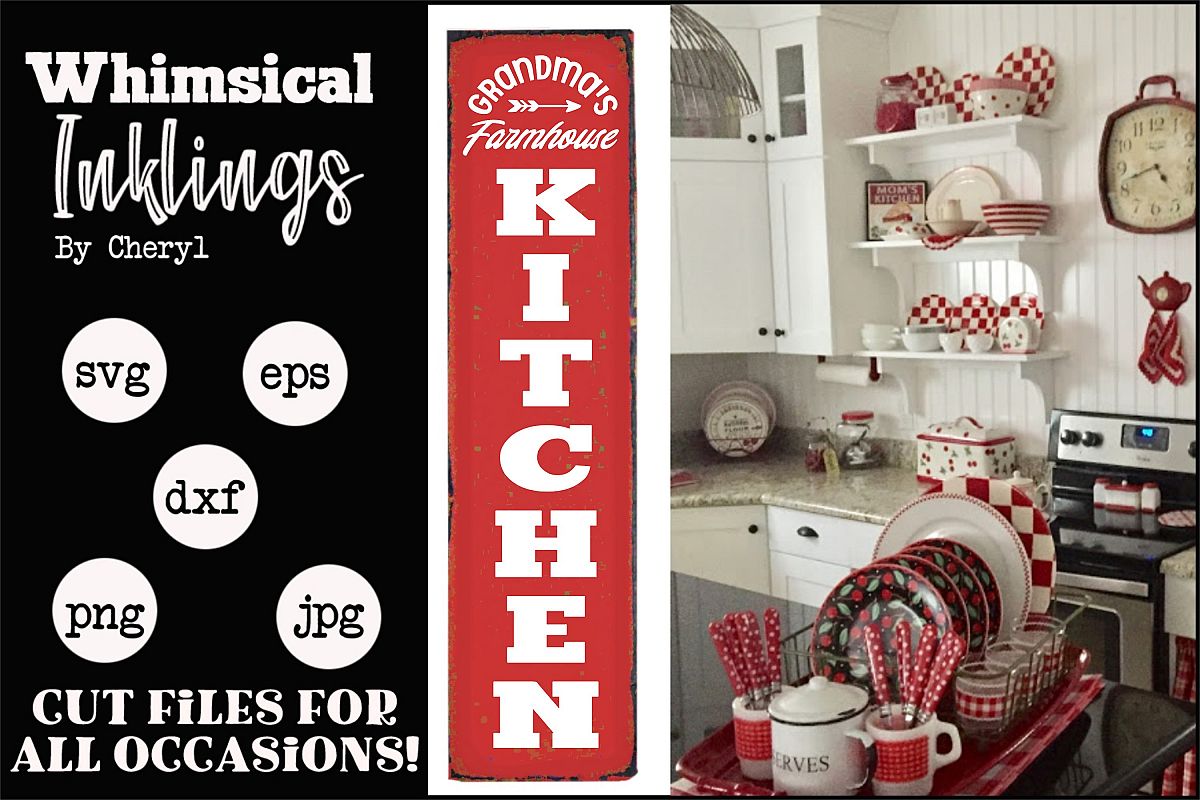 Grandmas Farmhouse Kitchen -Vertical Kitchen SVG example image 1