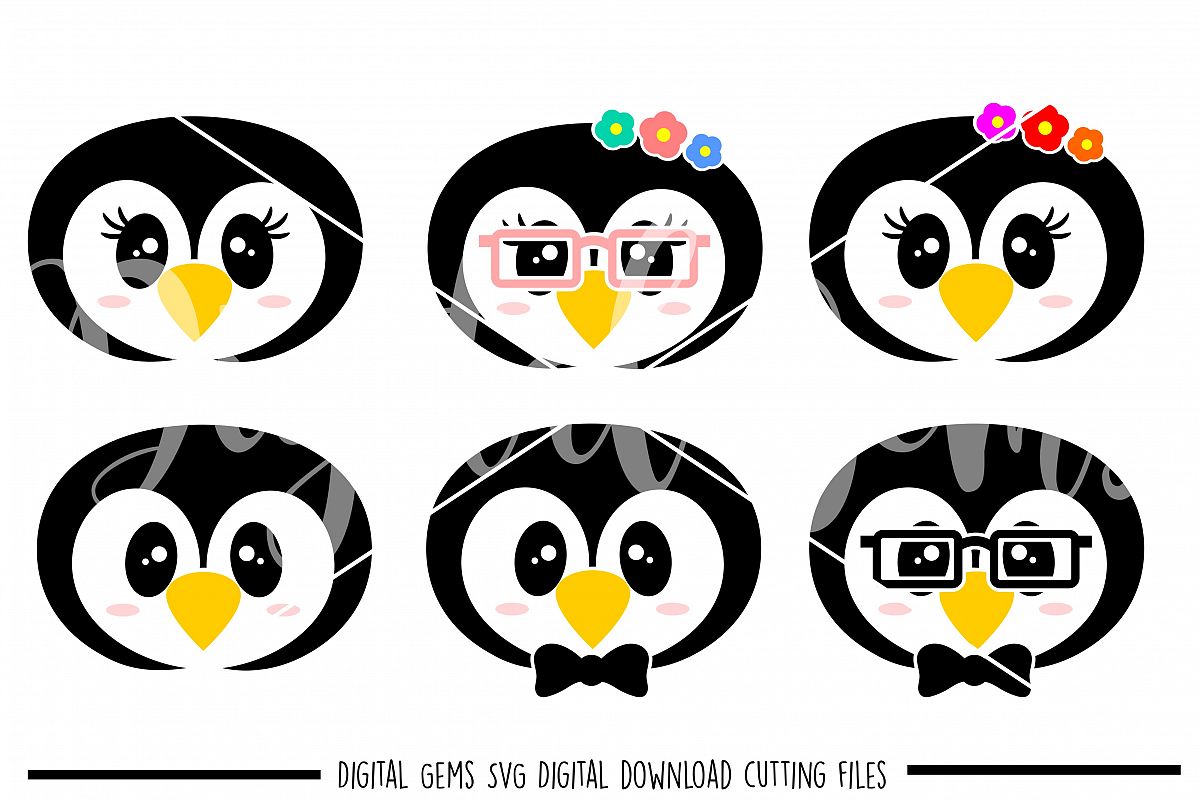Penguin faces SVG / PNG / EPS / DXF Files example image 1