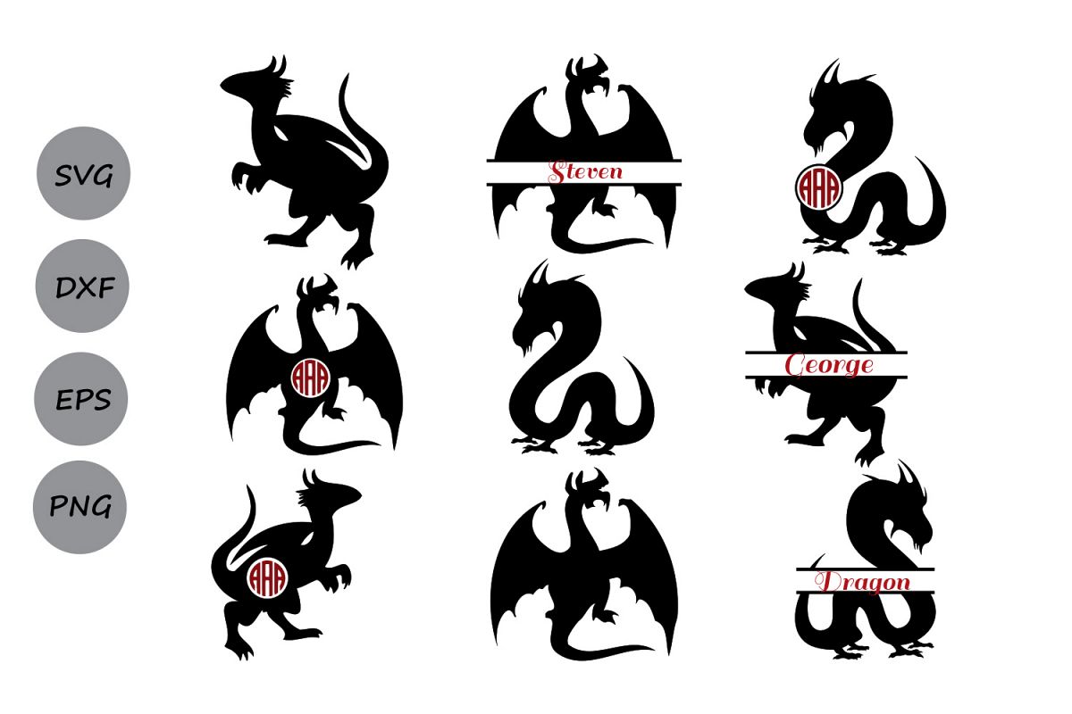 Dragon svg, Dragon monogram svg, Dragon clipart, Dragon Silhouette, silhouette files, Cricut ...