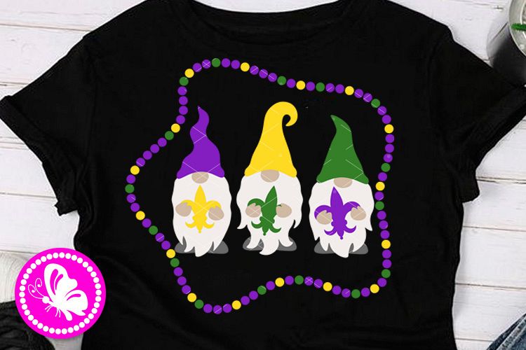 Mardi Gras Gnomes svg Gnomies Beads Fleur de Lis design example image 1