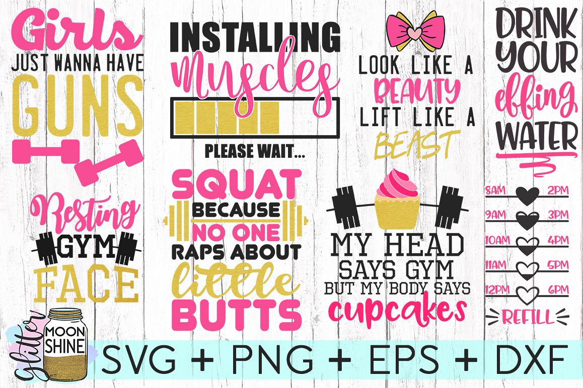 Download Fitness Fun Bundle SVG DXF PNG EPS Cutting Files