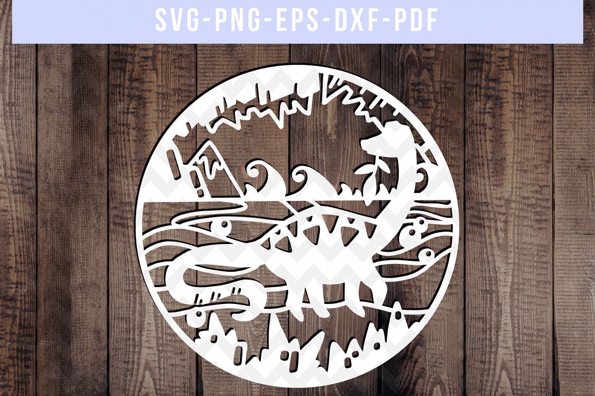 Brontosaurus Dinosaur Papercut Template, Baby Cut File, DXF example image 1