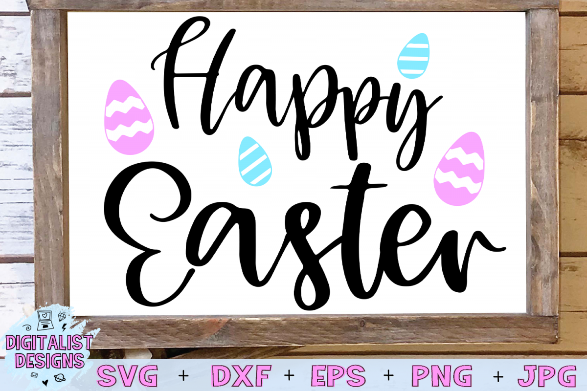 happy easter svg, easter egg svg, easter decor svg example image 1