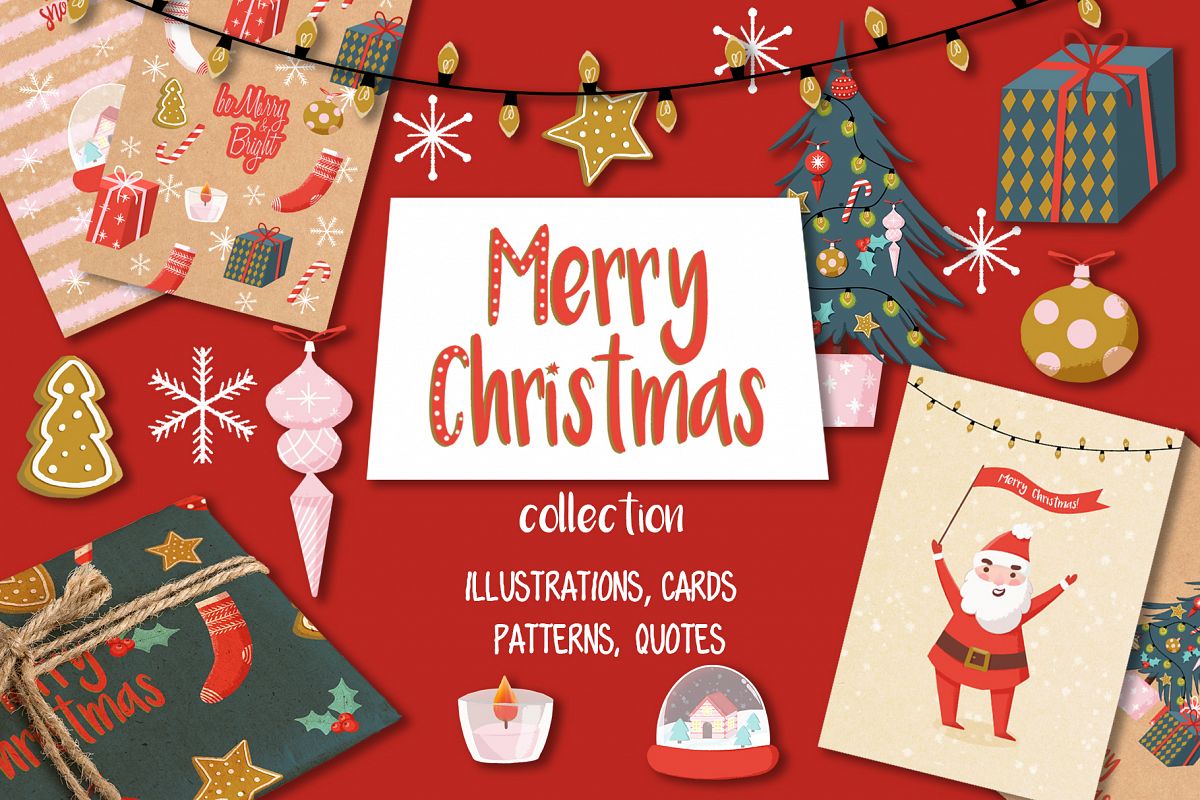 Merry Christmas hand drawn set example image 1
