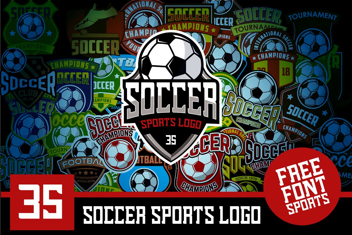 Set 35 Football Soccer Logo Emblem Template example image 1