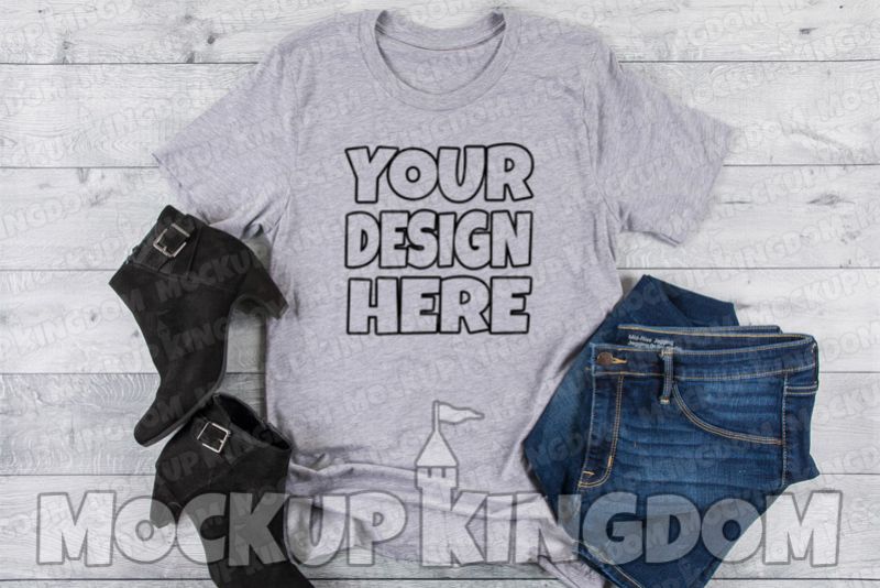 Unisex Crew Neck Shirt Mockup, Bella Canvas Mockup example image 1