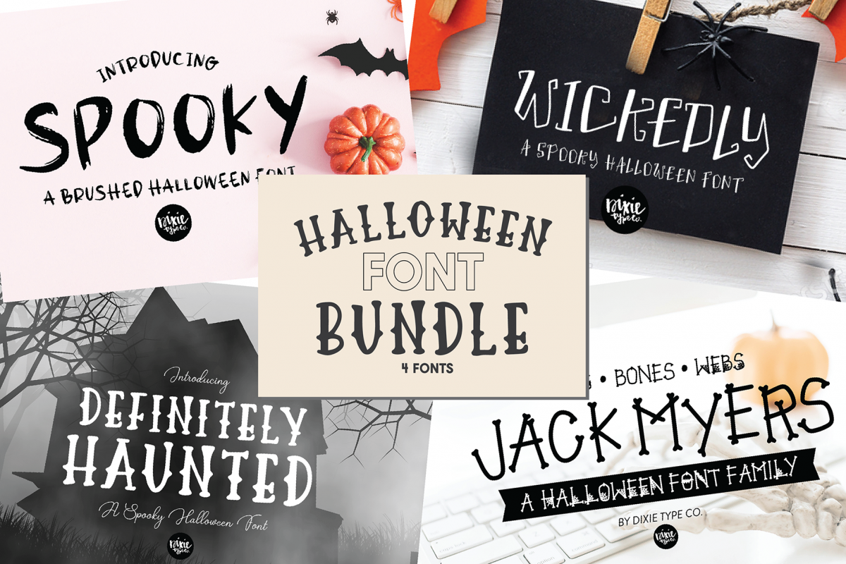 HALLOWEEN FONT BUNDLE - 4 .OTF Font Familes example image 1