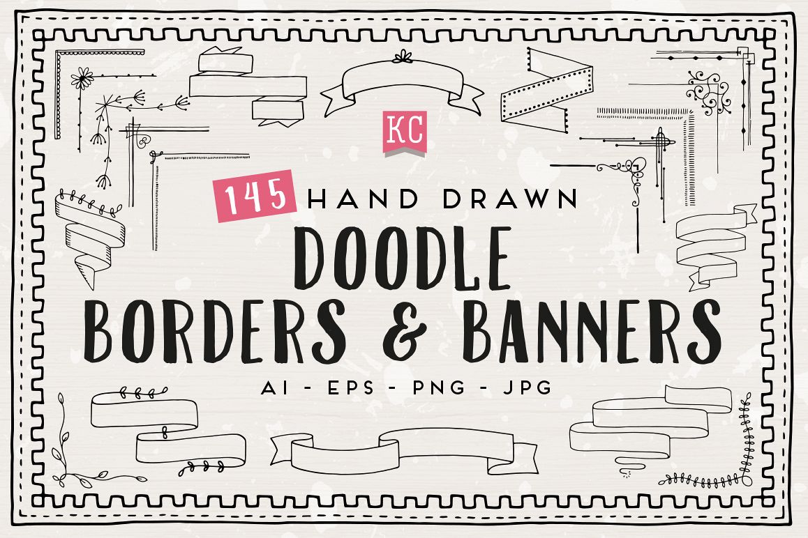 Hand Drawn Doodle borders and banners example image 1