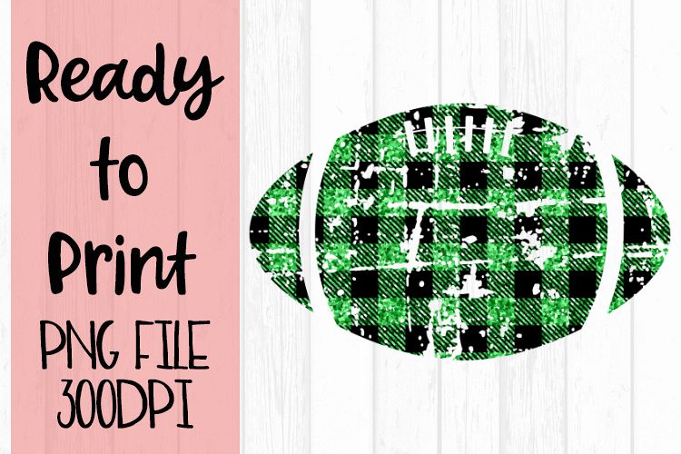 Green Glitter Buffalo Plaid Football Ready to Print example image 1