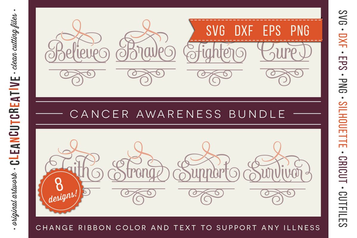 CANCER AWARENESS BUNDLE- any cause SVG cut file design example image 1
