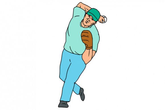 Baseball Player Pitcher Throwing Motion Cartoon example image 1