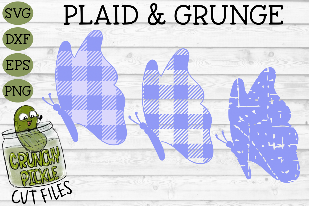 Plaid & Grunge Butterfly 2 SVG Cut File example image 1