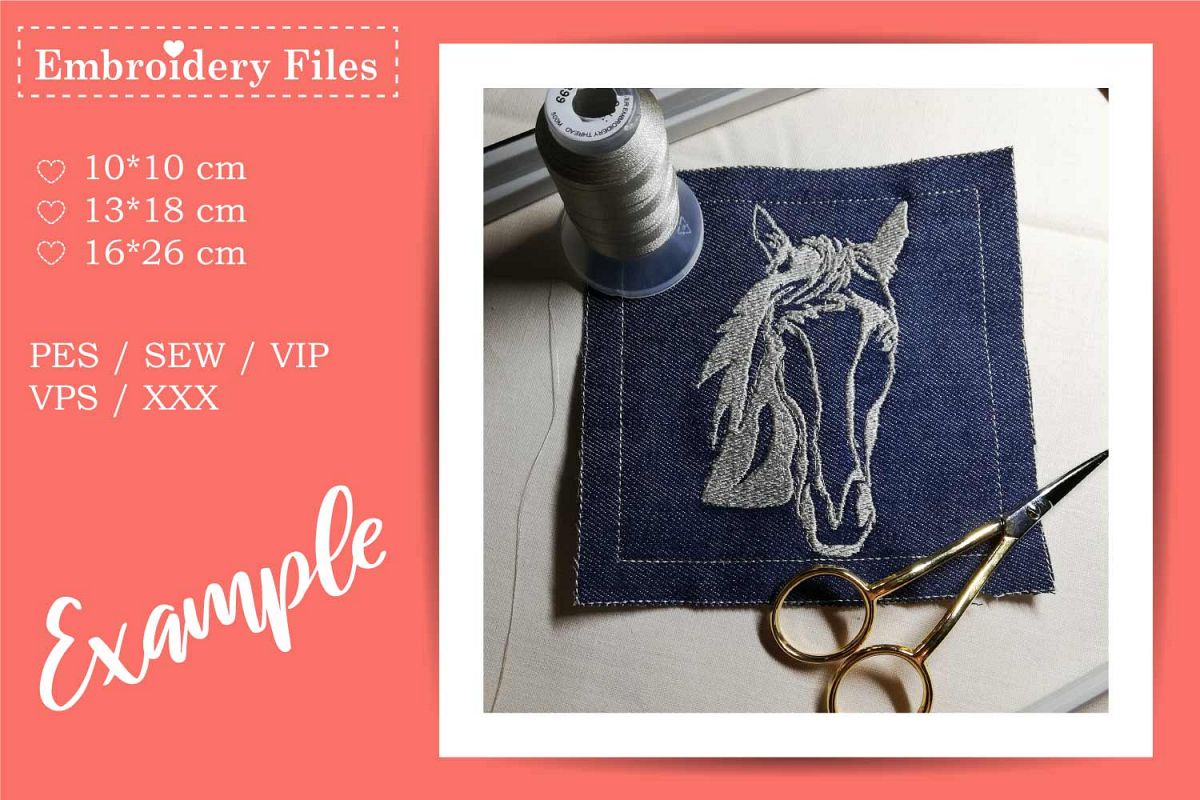 Horse Head - Embroidery File for Beginners example image 1