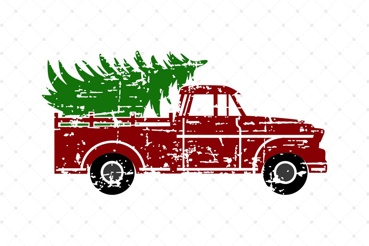 Distressed Christmas Tree Truck SVG Cut Files