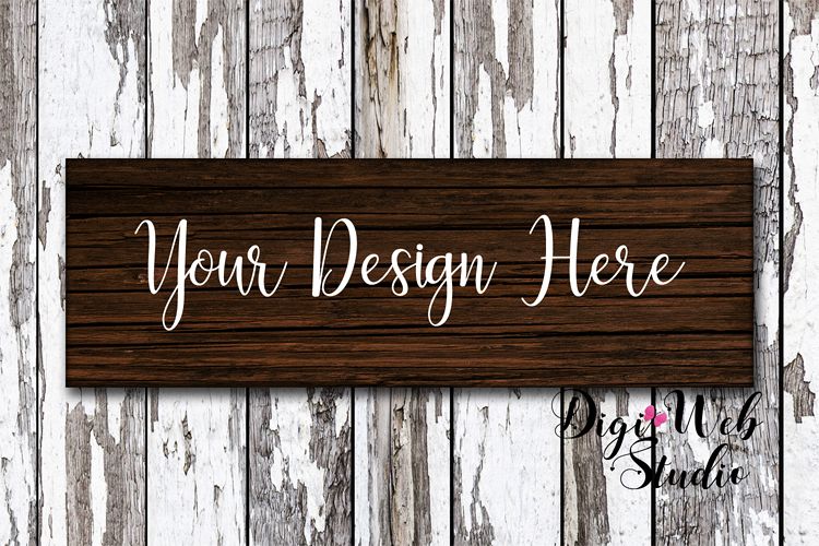 Wood Sign Mockup - Rustic Dark Wood Sign on Distressed Wood example image 1