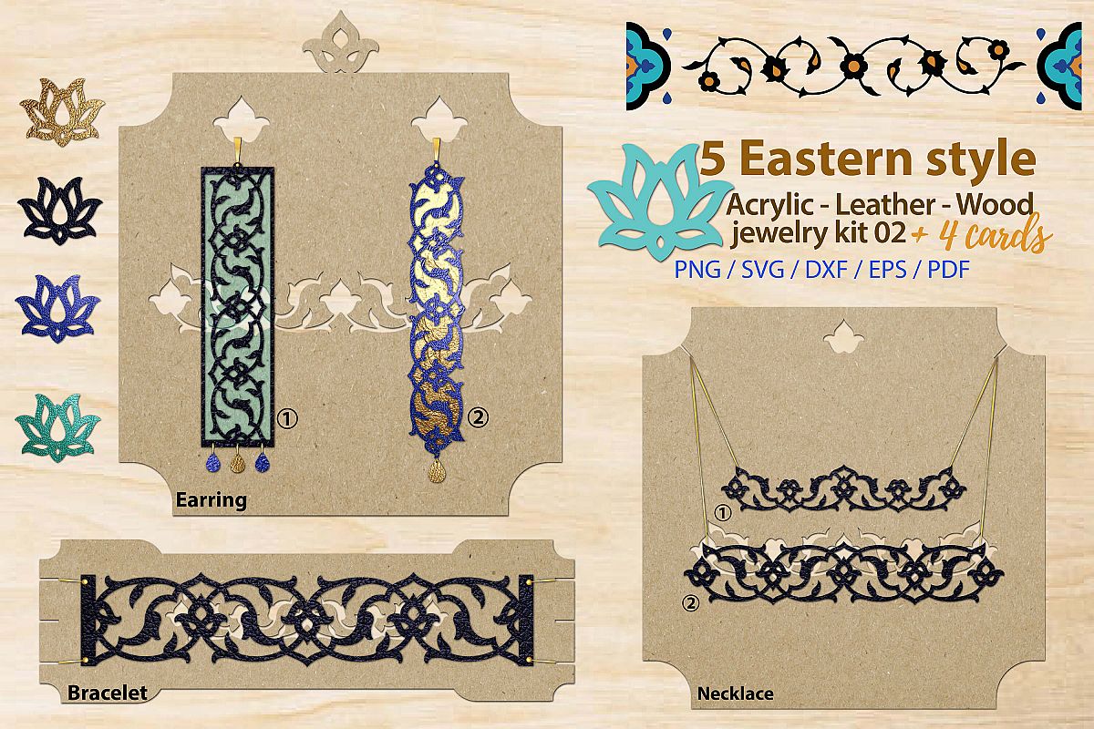 Eastern style acrylic leather wood jewelry kit 02 example image 1
